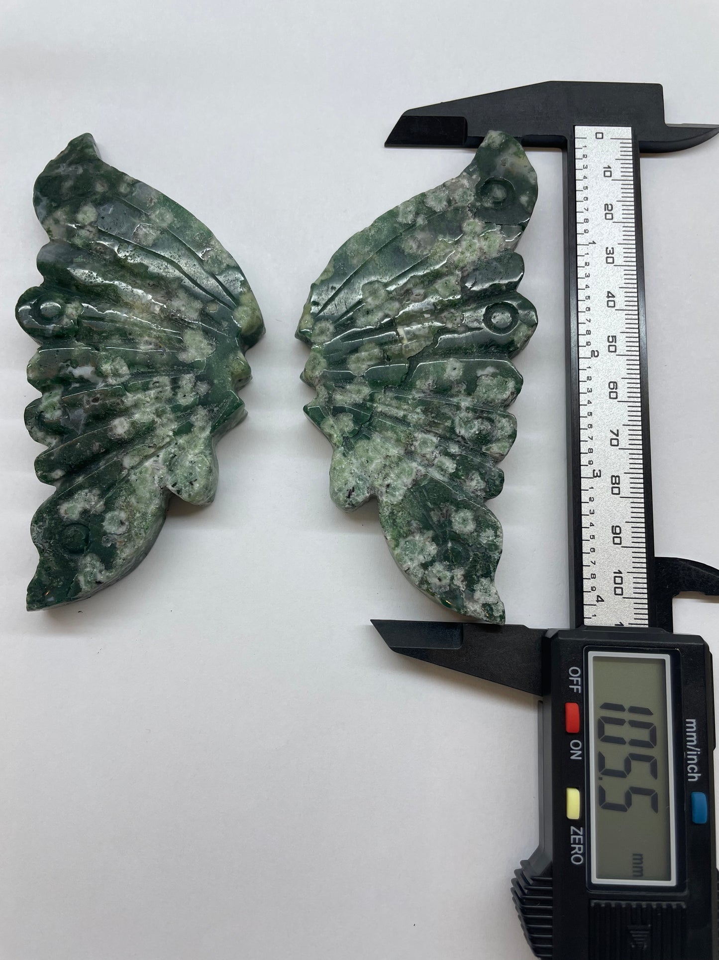 Moss Agate Butterfly Wings Carving